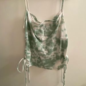 ZUMIEZ Lunachix Side Ruched Green Tie Dye Cami Tank Top